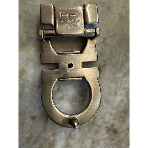 Ferragamo Belt Buckle Silver Tone Fits Belt Width 1”+ Made In Italy - Picture 3 of 9